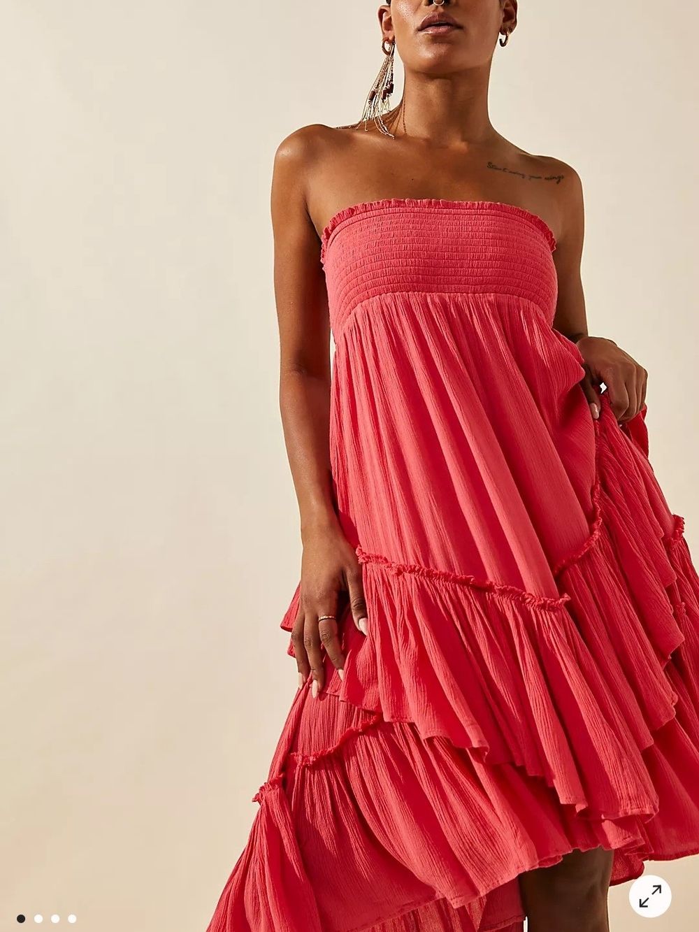 Free People Ruffled Tiered Convertible Maxi Skirt - Red - Picture 2 of 7